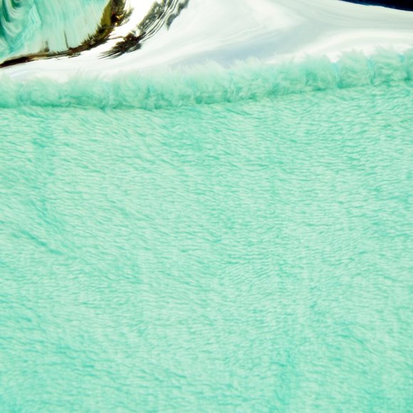 GROOVY GLAM Seafoam Green Handmade Plush Pompom Poncho - Picture 4 of 4